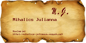 Mihalics Julianna névjegykártya